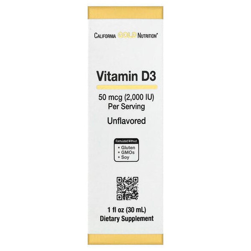 <img alt="California Gold Nutrition, Vitamin D3, Unflavored, 50 mcg (2,000 IU), 1 fl oz (30 ml)" title="California Gold Nutrition, Vitamin D3, Unflavored, 50 mcg (2,000 IU), 1 fl oz (30 ml),898220021154"