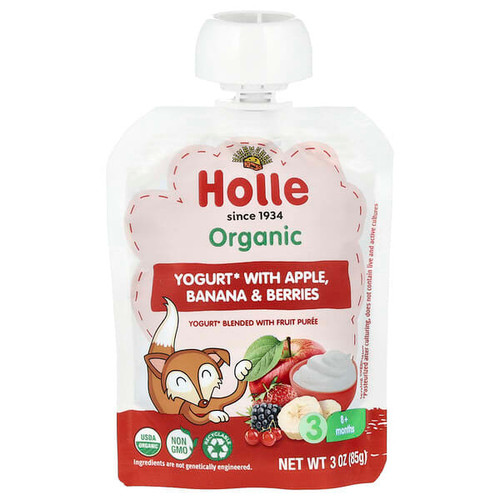 <img alt="3 PACK of Holle, Organic Yogurt With Apple, Banana & Berries, 8+ Months, 3 oz (85 g)" title="3 PACK of Holle, Organic Yogurt With Apple, Banana & Berries, 8+ Months, 3 oz (85 g),850034147116"