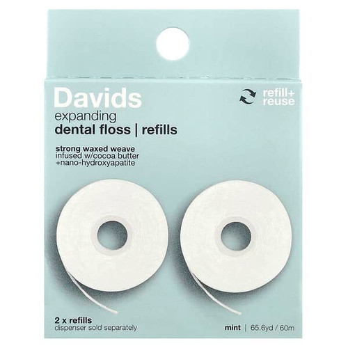<img alt="Davids, Expanding Dental Floss, Refills, Mint, 2 Count, (32.8 yd - 30 m) Each" title="Davids, Expanding Dental Floss, Refills, Mint, 2 Count, (32.8 yd - 30 m) Each,850046443084"