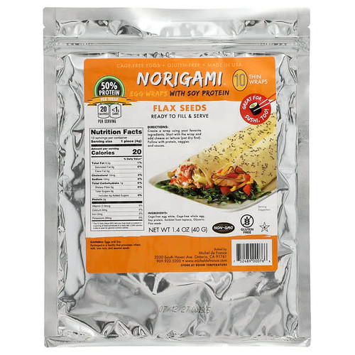 <img alt="Norigami, Egg Wraps With Soy Protein, Flax Seeds, 10 Thin Wraps,  1.4 oz (40 g)" title="Norigami, Egg Wraps With Soy Protein, Flax Seeds, 10 Thin Wraps,  1.4 oz (40 g),752489000766"