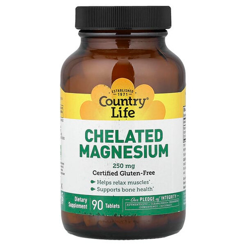 <img alt="Country Life, Chelated Magnesium , 250 mg , 90 Tablets" title="Country Life, Chelated Magnesium , 250 mg , 90 Tablets,015794026853"