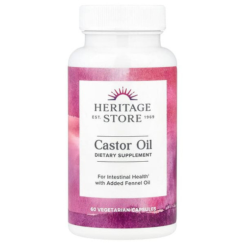 <img alt="Heritage Store, Castor Oil, 60 Vegetarian Capsules" title="Heritage Store, Castor Oil, 60 Vegetarian Capsules,076970301508"