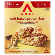 <img alt="Atkins, Soft Baked Protein Bar, Vanilla Macadamia Nut, 4 Bars, 1.76 oz (50 g) Each" title="Atkins, Soft Baked Protein Bar, Vanilla Macadamia Nut, 4 Bars, 1.76 oz (50 g) Each,637480006156"
