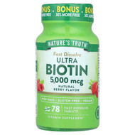 <img alt="Natures Truth, Ultra Biotin, Natural Berry, 5,000 mcg, 78 Fast Dissolve Tablets" title="Natures Truth, Ultra Biotin, Natural Berry, 5,000 mcg, 78 Fast Dissolve Tablets,840093101181"