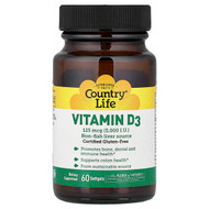 <img alt="Country Life, Vitamin D3, 125 mcg (5,000 IU), 60 Softgels" title="Country Life, Vitamin D3, 125 mcg (5,000 IU), 60 Softgels,015794058076"