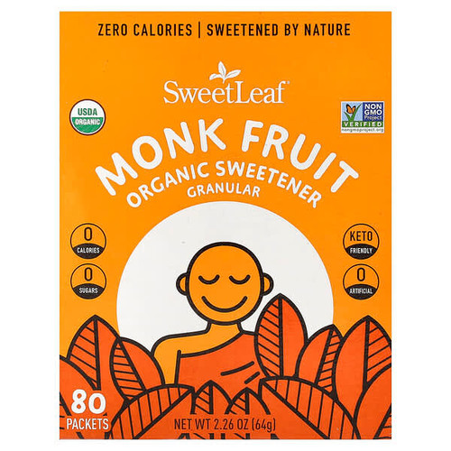 <img alt="SweetLeaf Stevia, Monk Fruit Organic Sweetener, Granular, 80 Packets, 2.26 oz (64 g)" title="SweetLeaf Stevia, Monk Fruit Organic Sweetener, Granular, 80 Packets, 2.26 oz (64 g),716123130011"