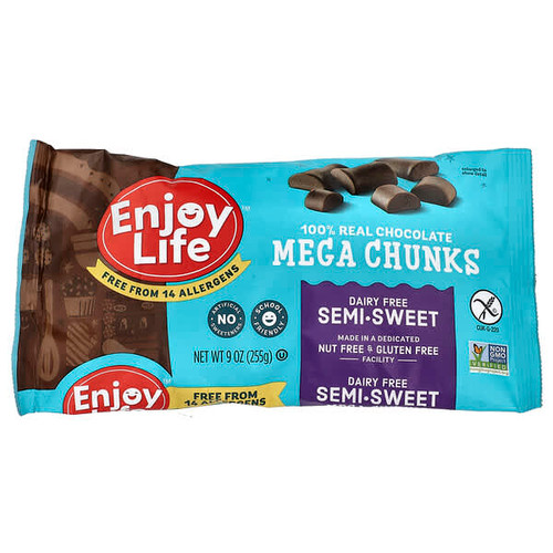 <img alt="Enjoy Life Foods, 100% Real Chocolate Mega Chunks, Semi-Sweet, 9 oz (255 g)" title="Enjoy Life Foods, 100% Real Chocolate Mega Chunks, Semi-Sweet, 9 oz (255 g),853522000016"