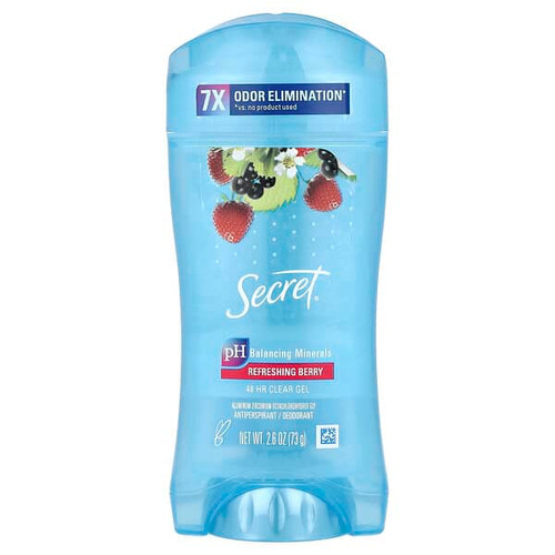 <img alt="Secret, 48 Hour Clear Gel, Antiperspirant-Deodorant, Refreshing Berry, 2.6 oz (73 g)" title="Secret, 48 Hour Clear Gel, Antiperspirant-Deodorant, Refreshing Berry, 2.6 oz (73 g),037000809050"