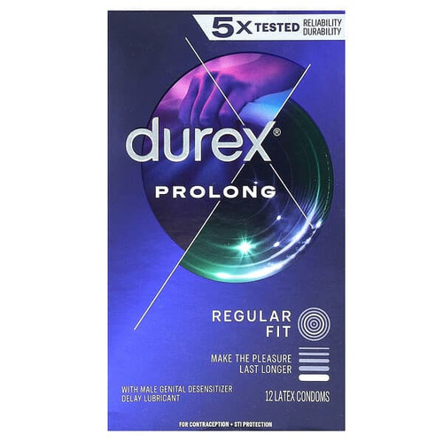 <img alt="Durex, Prolong, Regular Fit, 12 Latex Condoms" title="Durex, Prolong, Regular Fit, 12 Latex Condoms,302340971386"