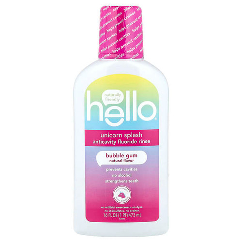 <img alt="Hello, Unicorn Splash Acticavity Fluoride Rinse, Bubble Gum, 16 fl oz (473 ml)" title="Hello, Unicorn Splash Acticavity Fluoride Rinse, Bubble Gum, 16 fl oz (473 ml),819156022275"