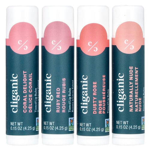 <img alt="Cliganic, Tinted Lip Balm Set, Hint of Tint, 4 Pack, 0.15 oz (4.25 g) Each" title="Cliganic, Tinted Lip Balm Set, Hint of Tint, 4 Pack, 0.15 oz (4.25 g) Each,855102007996"