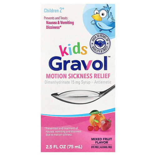 <img alt="Gravol, Kids, Motion Sickness Relief, Children 2+, Mixed Fruit, 2.5 fl oz (75 ml)" title="Gravol, Kids, Motion Sickness Relief, Children 2+, Mixed Fruit, 2.5 fl oz (75 ml),022600001645"