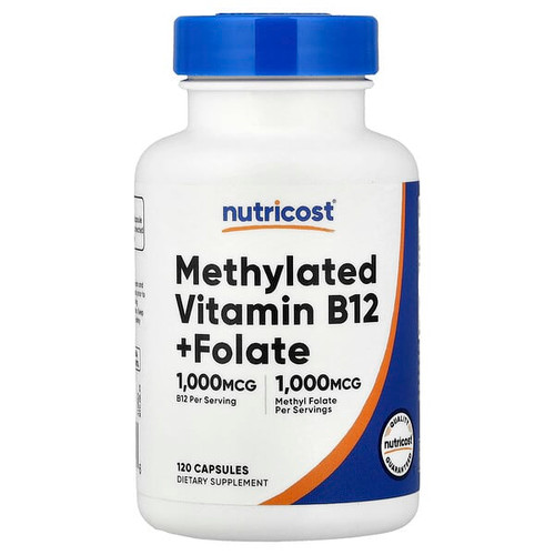 <img alt="Nutricost, Methylated Vitamin B12 + Folate, 120 Capsules" title="Nutricost, Methylated Vitamin B12 + Folate, 120 Capsules,810139576686"