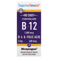 <img alt="Superior Source, Cyanocobalamin & B-12 &  B-6 & Folic Acid, 1,000 mcg & 2 mg & 400 mcg, 60 MicroLingual Instant Dissolve Tablets" title="Superior Source, Cyanocobalamin & B-12 &  B-6 & Folic Acid, 1,000 mcg & 2 mg & 400 mcg, 60 MicroLingual Instant Dissolve Tablets,076635901302"
