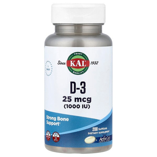 <img alt="KAL, Vitamin D-3, 200 Softgels" title="KAL, Vitamin D-3, 200 Softgels,021245428589"