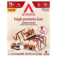<img alt="Atkins, High Protein Bar, Cookie Fusion, 4 Bars, 2.12 oz (60 g) Each" title="Atkins, High Protein Bar, Cookie Fusion, 4 Bars, 2.12 oz (60 g) Each,637480005029"