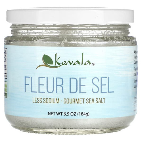 <img alt="Kevala, Fleur De Sel, Less Sodium, Gourmet Sea Salt, 6.5 oz (184 g)" title="Kevala, Fleur De Sel, Less Sodium, Gourmet Sea Salt, 6.5 oz (184 g),816536013618"