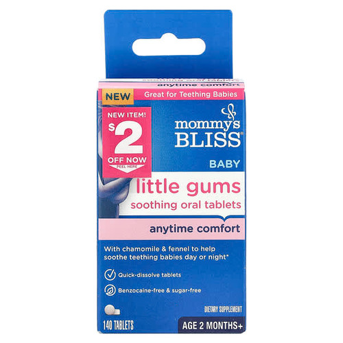 <img alt="Mommys Bliss, Baby Little Gums Soothing Oral Tablets, Age 2 Months+, 140 Tablets" title="Mommys Bliss, Baby Little Gums Soothing Oral Tablets, Age 2 Months+, 140 Tablets,679234050237"