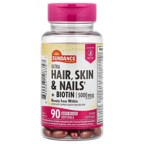 <img alt="Sundance Vitamins, Ultra Hair, Skin & Nails + Biotin, 90 Quick Release Softgels" title="Sundance Vitamins, Ultra Hair, Skin & Nails + Biotin, 90 Quick Release Softgels,840093108357"