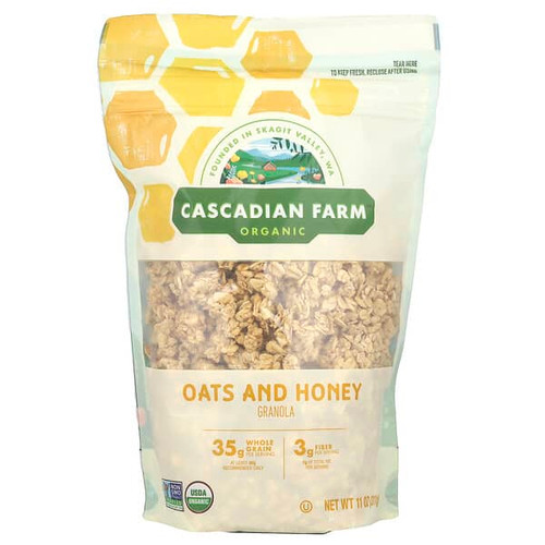 <img alt="Cascadian Farm, Organic Oats and Honey Granola, 11 oz (311 g)" title="Cascadian Farm, Organic Oats and Honey Granola, 11 oz (311 g),021908133218"