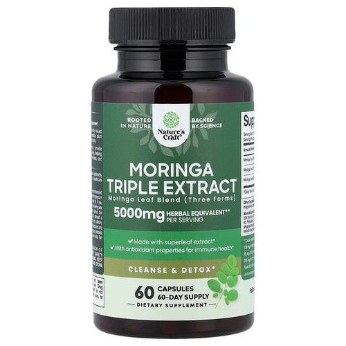 <img alt="Natures Craft, Moringa Triple Extract, 5,000 mg, 60 Capsules" title="Natures Craft, Moringa Triple Extract, 5,000 mg, 60 Capsules,810172624542"
