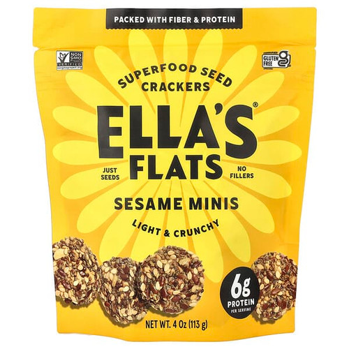 <img alt="Ellas Flats, Superfood Seed Crackers, Sesame Minis, 4 oz (113 g)" title="Ellas Flats, Superfood Seed Crackers, Sesame Minis, 4 oz (113 g),860011225805"