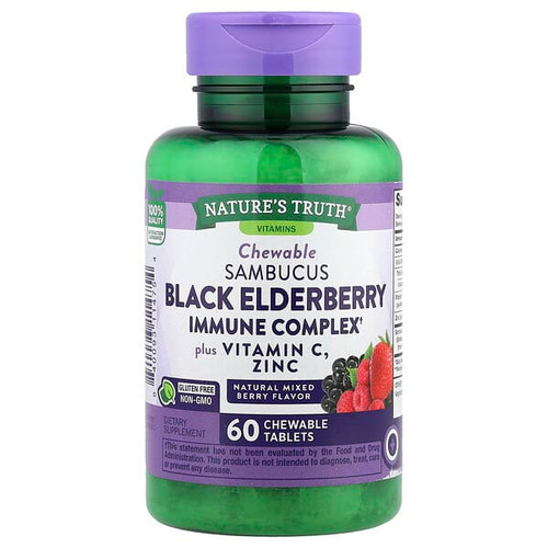 <img alt="Natures Truth, Sambucus Black Elderberry Immune Complex Plus Vitamin C & Zinc, Natural Mixed Berry, 60 Chewable Tablets" title="Natures Truth, Sambucus Black Elderberry Immune Complex Plus Vitamin C & Zinc, Natural Mixed Berry, 60 Chewable Tablets,840093114754"