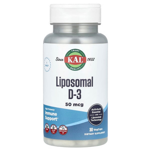 <img alt="KAL, Liposomal D-3, High Potency, 50 mcg, 30 VegCaps" title="KAL, Liposomal D-3, High Potency, 50 mcg, 30 VegCaps,021245371878"