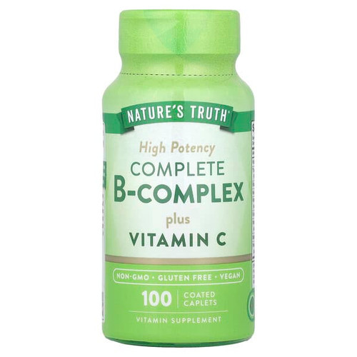 <img alt="Natures Truth, Complete B-Complex Plus Vitamin C, High Potency, 100 Coated Caplets" title="Natures Truth, Complete B-Complex Plus Vitamin C, High Potency, 100 Coated Caplets,840093101754"