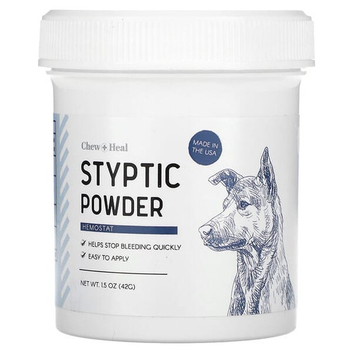 <img alt="Chew + Heal, Styptic Powder, Hemostat, For Dogs, 1.5 oz (42 g)" title="Chew + Heal, Styptic Powder, Hemostat, For Dogs, 1.5 oz (42 g),840308706392"