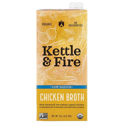 <img alt="Kettle & Fire, Chicken Broth, Low Sodium, 32 oz  (907 g)" title="Kettle & Fire, Chicken Broth, Low Sodium, 32 oz  (907 g),851702007176"