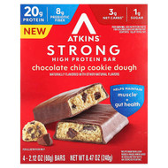 <img alt="Atkins, Strong, High Protein Bar, Chocolate Chip Cookie Dough, 4 Bars, 2.12 oz (60 g) Each" title="Atkins, Strong, High Protein Bar, Chocolate Chip Cookie Dough, 4 Bars, 2.12 oz (60 g) Each,637480005845"