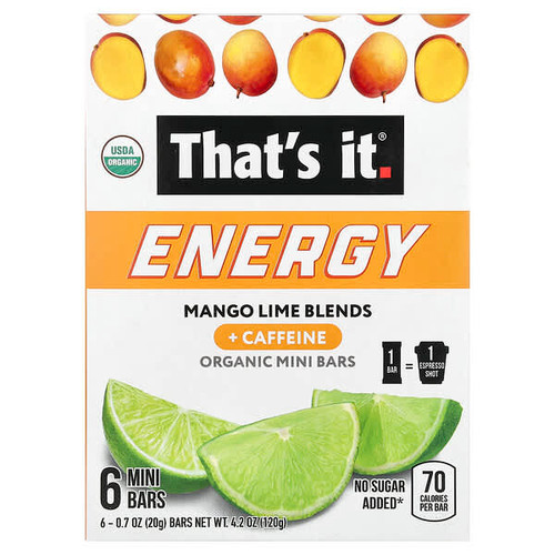 <img alt="Thats It, Energy, Organic Mini Bars, Mango Lime Blends, 6 Mini Bars, 0.7 oz (20 g) Each" title="Thats It, Energy, Organic Mini Bars, Mango Lime Blends, 6 Mini Bars, 0.7 oz (20 g) Each,810090991030"