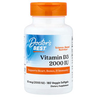 <img alt="Doctors Best, Vitamin D3, 50 mcg (2,000 IU), 180 Veggie Softgels" title="Doctors Best, Vitamin D3, 50 mcg (2,000 IU), 180 Veggie Softgels,753950005358"