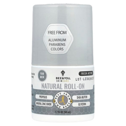 <img alt="Bee & You, Natural Roll-On, For Men, Fresh Active, 1.7 fl oz (50 ml)" title="Bee & You, Natural Roll-On, For Men, Fresh Active, 1.7 fl oz (50 ml),190853001726"