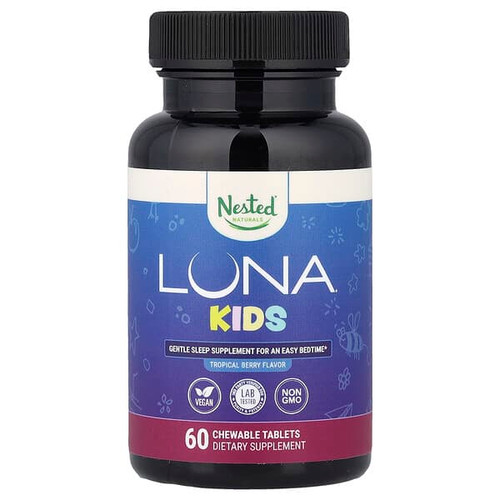 <img alt="Nested Naturals, Luna Kids, Gentle Sleep Supplement, Tropical Berry , 60 Chewable Tablets" title="Nested Naturals, Luna Kids, Gentle Sleep Supplement, Tropical Berry , 60 Chewable Tablets,852446007118"