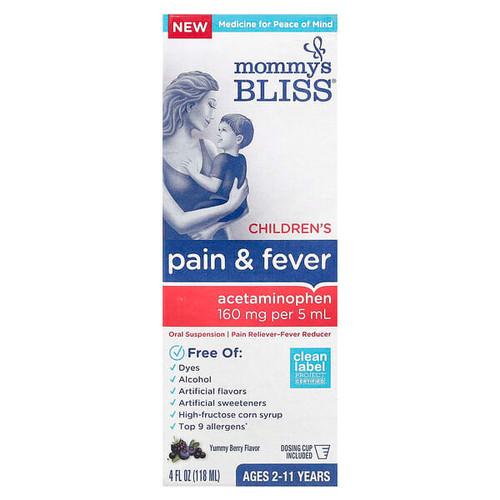 <img alt="Mommys Bliss, Childrens Pain & Fever, Ages 2-11 Years, Yummy Berry, 160 mg , 4 fl oz (118 ml)" title="Mommys Bliss, Childrens Pain & Fever, Ages 2-11 Years, Yummy Berry, 160 mg , 4 fl oz (118 ml),679234078934"