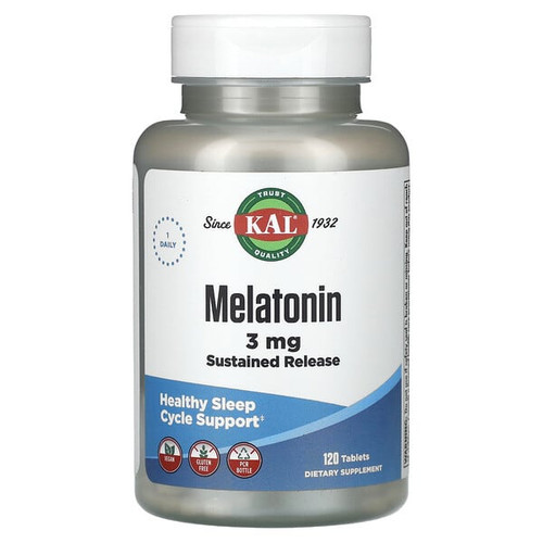 <img alt="KAL, Melatonin, Sustained Release, 120 Tablets" title="KAL, Melatonin, Sustained Release, 120 Tablets,021245750123"