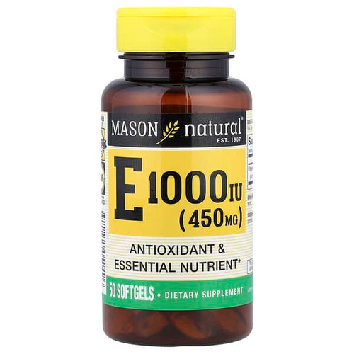 <img alt="Mason Natural, Vitamin E, 450 mg (1,000 IU), 50 Softgels" title="Mason Natural, Vitamin E, 450 mg (1,000 IU), 50 Softgels,311845050496"