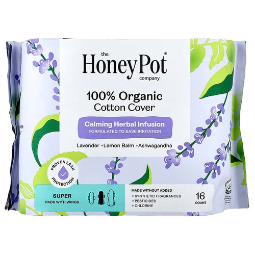 <img alt="The Honey Pot Company, Organic Calming Herbal Infusion, Pads with Wings, Super, 16 Count" title="The Honey Pot Company, Organic Calming Herbal Infusion, Pads with Wings, Super, 16 Count,810132230455"
