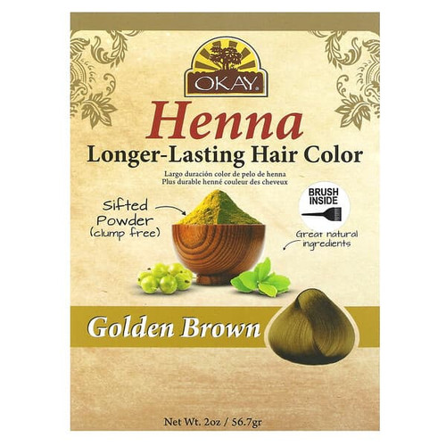 <img alt="Okay Pure Naturals, Henna, Longer-Lasting Hair Color, Golden Brown , 2 oz (56.7 g)" title="Okay Pure Naturals, Henna, Longer-Lasting Hair Color, Golden Brown , 2 oz (56.7 g),815166020683"