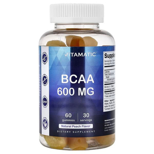 <img alt="Vitamatic, BCAA Gummies, Natural Peach, 60 Gummies (300 mg per Gummy)" title="Vitamatic, BCAA Gummies, Natural Peach, 60 Gummies (300 mg per Gummy),810078472124"