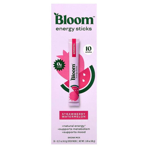 <img alt="Bloom, Energy Sticks, Strawberry Watermelon, 10 Stick Packs, 0.17 oz (4.8 g) Each" title="Bloom, Energy Sticks, Strawberry Watermelon, 10 Stick Packs, 0.17 oz (4.8 g) Each,810137461793"