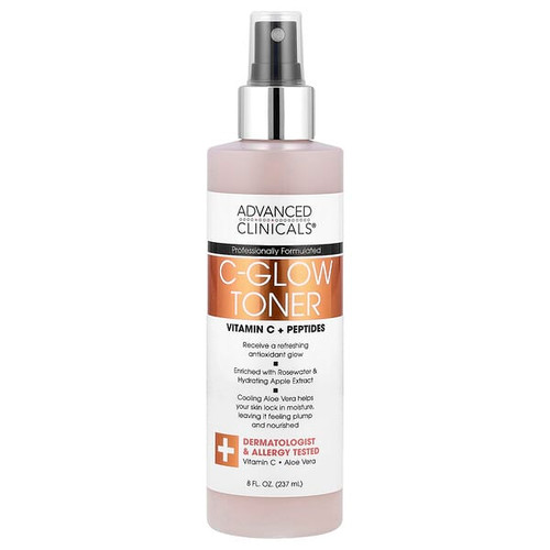 <img alt="Advanced Clinicals, C-Glow Toner, Vitamin C + Peptides, 8 fl oz (237 ml)" title="Advanced Clinicals, C-Glow Toner, Vitamin C + Peptides, 8 fl oz (237 ml),810400033061"