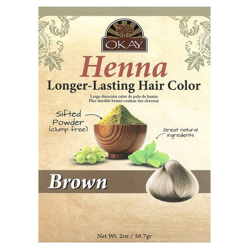 <img alt="Okay Pure Naturals, Henna, Longer-Lasting Hair Color, Brown, 2 oz (56.7 g)" title="Okay Pure Naturals, Henna, Longer-Lasting Hair Color, Brown, 2 oz (56.7 g),815166020652"
