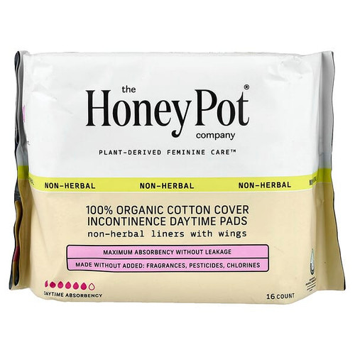 <img alt="The Honey Pot Company, 100% Organic Cotton Cover Incontinence Daytime Pads, 16 Count" title="The Honey Pot Company, 100% Organic Cotton Cover Incontinence Daytime Pads, 16 Count,851669008834"