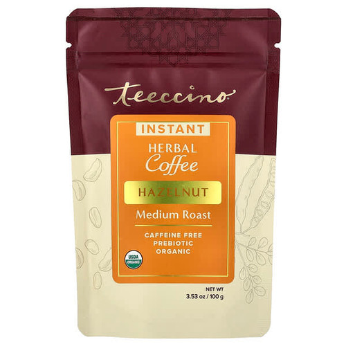 <img alt="Teeccino, Instant Herbal Coffee, Hazelnut, Medium Roast, Caffeine Free, 3.53 oz (100 g)" title="Teeccino, Instant Herbal Coffee, Hazelnut, Medium Roast, Caffeine Free, 3.53 oz (100 g),795239300105"