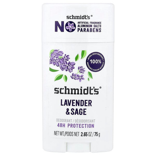 <img alt="Schmidts, Deodorant, Lavender & Sage, 2.65 oz (75 g)" title="Schmidts, Deodorant, Lavender & Sage, 2.65 oz (75 g),859139006045"