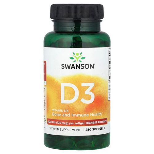 <img alt="Swanson Vitamins, Vitamin D3, Highest Potency, 125 mcg (5,000 IU), 250 Softgels" title="Swanson Vitamins, Vitamin D3, Highest Potency, 125 mcg (5,000 IU), 250 Softgels,087614113715"