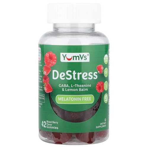 <img alt="YumVs, DeStress Gummies, Melatonin Free, Mixed Berry, 42 Gummies" title="YumVs, DeStress Gummies, Melatonin Free, Mixed Berry, 42 Gummies,810048614639"